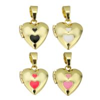 Brass Locket Pendants, gold color plated, fashion jewelry & DIY & for woman & enamel Approx 4mm 