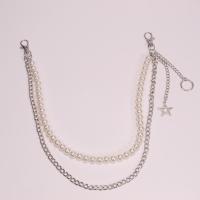 acero inoxidable cadena de cintura, con Perlas plásticas, chapado, Doble capa & diferentes estilos para la opción, 45cm,55cm, Vendido por UD