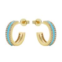 Cubic Zirconia Micro Pave Brass Earring, gold color plated, fashion jewelry & micro pave cubic zirconia & enamel 