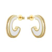 Cubic Zirconia Micro Pave Brass Earring, gold color plated, fashion jewelry & micro pave cubic zirconia & enamel 