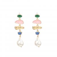 Enamel Zinc Alloy Drop Earring, with enamel, gold color plated, fashion jewelry & for woman, golden 