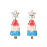 Zinc Alloy Rhinestone Drop Earring, with enamel, gold color plated, fashion jewelry & for woman & with rhinestone, golden 