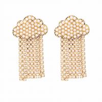 Kunststoff Perle Zink Legierung Ohrring, Zinklegierung, mit Kunststoff Perlen, goldfarben plattiert, Modeschmuck & für Frau, goldfarben, 55x31mm, verkauft von Paar