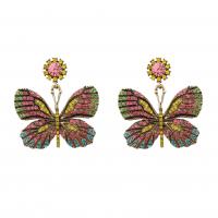 Zinc Alloy Rhinestone Drop Earring, Butterfly, gold color plated, fashion jewelry & for woman & with rhinestone 