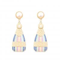 Zinc Alloy Rhinestone Drop Earring, with Plastic Pearl, gold color plated, fashion jewelry & for woman & with rhinestone 