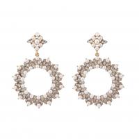 Zinc Alloy Rhinestone Drop Earring, with Plastic Pearl, gold color plated, fashion jewelry & for woman & with rhinestone 