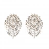 Zinc Alloy Rhinestone Drop Earring, gold color plated, fashion jewelry & for woman & with rhinestone 