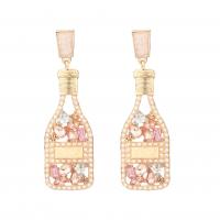 Zinc Alloy Rhinestone Drop Earring, gold color plated, fashion jewelry & for woman & with rhinestone 