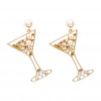 Zinc Alloy Rhinestone Drop Earring, gold color plated, fashion jewelry & for woman & with rhinestone 