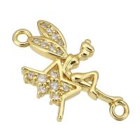 Cubic Zirconia Micro Pave Brass Connector, Fairy, gold color plated, micro pave cubic zirconia Approx 1.5mm 