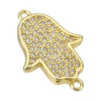 Cubic Zirconia Micro Pave Brass Connector, Hand, gold color plated, micro pave cubic zirconia Approx 1mm 