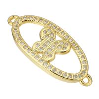 Cubic Zirconia Micro Pave Brass Connector, gold color plated, butterfly design & micro pave cubic zirconia & hollow Approx 1mm 
