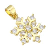 Cubic Zirconia Micro Pave Brass Pendant, Snowflake, gold color plated, micro pave cubic zirconia Approx 3mm 