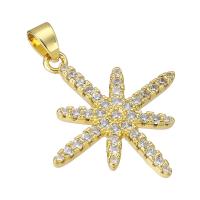 Cubic Zirconia Micro Pave Brass Pendant, Eight Point Star, gold color plated, micro pave cubic zirconia Approx 3mm 