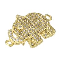 Cubic Zirconia Micro Pave Brass Connector, Elephant, gold color plated, micro pave cubic zirconia Approx 1mm 