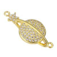 Cubic Zirconia Micro Pave Brass Connector, gold color plated, micro pave cubic zirconia & hollow Approx 1mm 