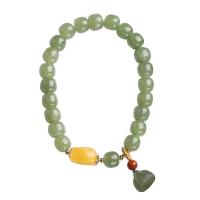 Jade Bracelets, Hetian Jade, with Beeswax & Yunnan Red Agate, handmade, for woman Approx 14-16.5 cm 