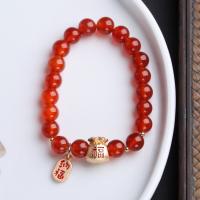 Agate Bracelets, White Agate, with Aventurine & Red Agate & Brass, 14K gold-filled & for woman, 8mm Approx 14-16 cm 