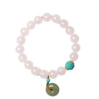 Jade Bracelets, Hetian Jade, with turquoise, for woman, 10mm Approx 6.5 Inch 