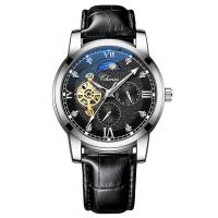 Men Wrist Watch, Stainless Steel, with Leather & Glass & Zinc Alloy, Chinese movement, for man & waterproof & luminated 