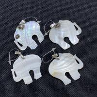 Rhinestone Shell Pendants, Zinc Alloy, with Rhinestone Clay Pave & Shell, Elephant, Carved, mixed colors 
