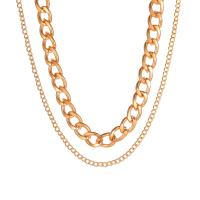 Fashion Multi Layer Necklace, Zinc Alloy, plated, Double Layer & fashion jewelry & for woman, golden .11 Inch 