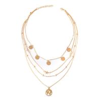 Fashion Multi Layer Necklace, Zinc Alloy, plated, fashion jewelry & multilayer & for woman, golden .13 Inch 