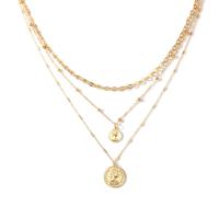 Fashion Multi Layer Necklace, Zinc Alloy, plated, three layers & fashion jewelry & for woman, golden .34 Inch 