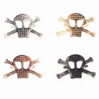 Cubic Zirconia Micro Pave Brass Connector, Skull, plated, fashion jewelry & micro pave cubic zirconia 
