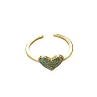 Cubic Zirconia Micro Pave Brass Finger Ring, Heart, gold color plated, fashion jewelry & micro pave cubic zirconia, Inner Approx 17mm 