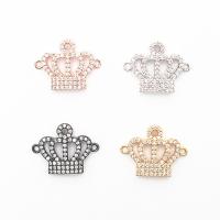 Cubic Zirconia Micro Pave Brass Connector, Crown, plated, fashion jewelry & micro pave cubic zirconia 