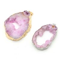 Natural Agate Druzy Pendant, Ice Quartz Agate, with Brass, irregular, plated, druzy style & Unisex - 