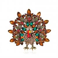Rhinestone Zinc Alloy Brooch, with Acrylic, Peacock, gold color plated, enamel & with rhinestone 