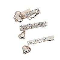 Alligator Hair Clip, Zinc Alloy, platinum color plated & for woman & with rhinestone 