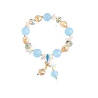 Lampwork Bracelets, with zinc alloy bead & Crystal, gold color plated, for woman 50mm 