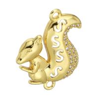 Cubic Zirconia Micro Pave Brass Connector, Squirrel, gold color plated, micro pave cubic zirconia & hollow Approx 1mm 