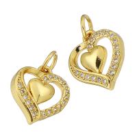 Cubic Zirconia Micro Pave Brass Pendant, Heart, gold color plated, micro pave cubic zirconia & hollow Approx 3mm 