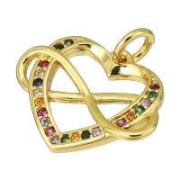 Cubic Zirconia Micro Pave Brass Pendant, Heart, gold color plated, micro pave cubic zirconia & hollow Approx 2mm 