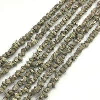 Goldene Pyrit Perlen, Bruchstück, poliert, DIY, gemischte Farben, 5-8mm, Länge:38 cm, verkauft von Strang