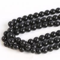 Shungite Beads, Round, polished, DIY, black cm 