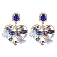 Zinc Alloy Rhinestone Drop Earring, with acrylic rhinestone & Resin, fashion jewelry & for woman, blue 