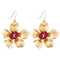 Resin Zinc Alloy Earring, with Resin, Flower, plated, fashion jewelry & for woman, golden 
