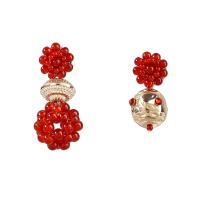 asymmetrische Ohrringe, Zinklegierung, mit Harz, Modeschmuck & für Frau, rot, 65x28mm, verkauft von Paar