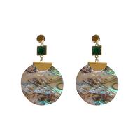 Abalone Shell Earring, Zinc Alloy, with Acrylic, fashion jewelry & for woman & with rhinestone 