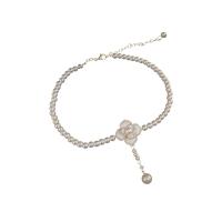 Collier de perles en plastique, alliage de zinc, avec perle de plastique, bijoux de mode & pour femme, blanc .14 pouce, Vendu par PC
