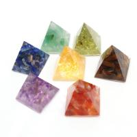 Resin Pyramid Decoration, with Gemstone, Pyramidal, epoxy gel, mixed colors Approx 