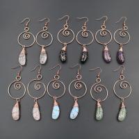 Gemstone Drop Earring, Natural Stone, with Iron, iron earring hook, Eggplant, rose gold color plated & for woman 