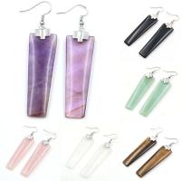 Gemstone Drop Earring, Natural Stone, with Iron, iron earring hook, Trapezium, platinum color plated & for woman 