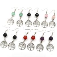Gemstone Drop Earring, Natural Stone, with Iron & Zinc Alloy, Tree, platinum color plated, vintage & for woman 