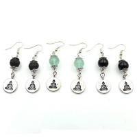 Gemstone Drop Earring, Natural Stone, with Iron & Zinc Alloy, plated, vintage & for woman 